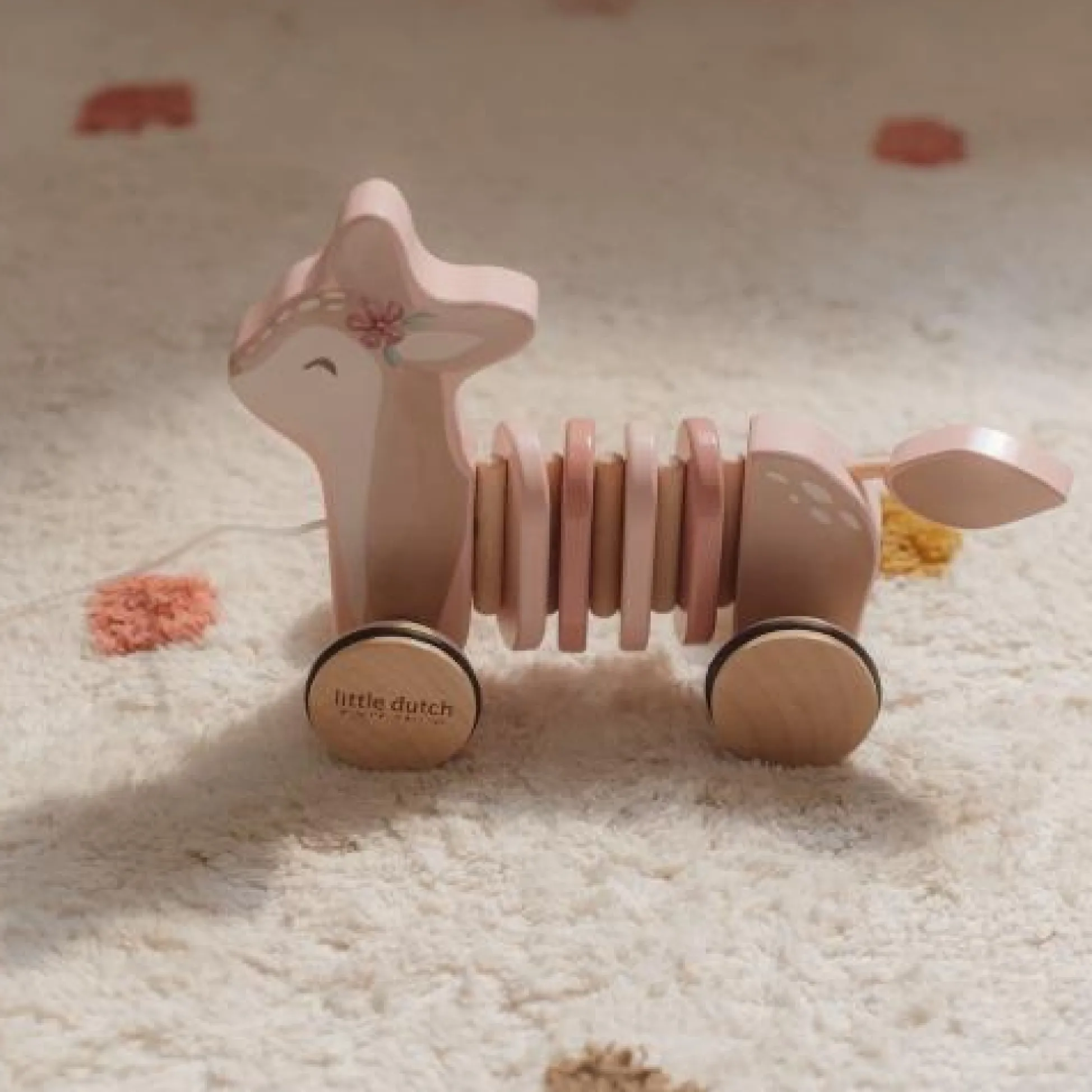 Pull Animal Deer - Pink - Fairy Garden