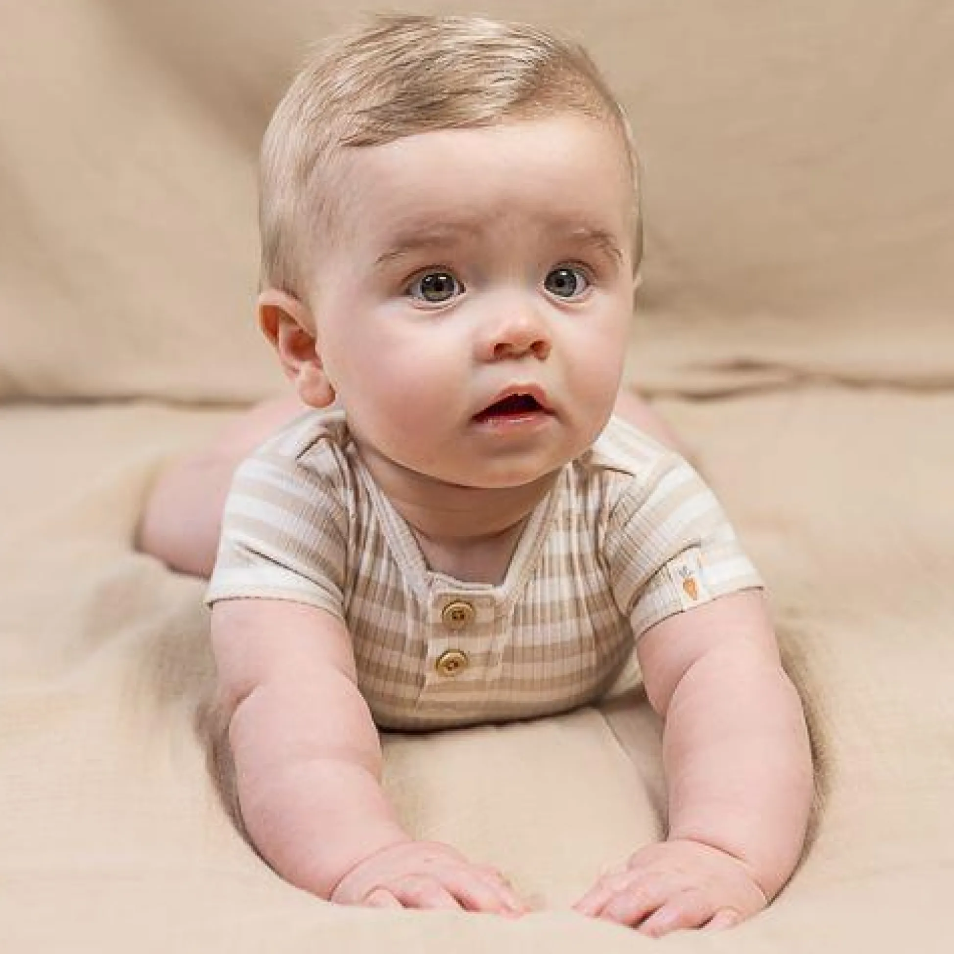 Romper Short Sleeve - Sand - Newborn Naturals