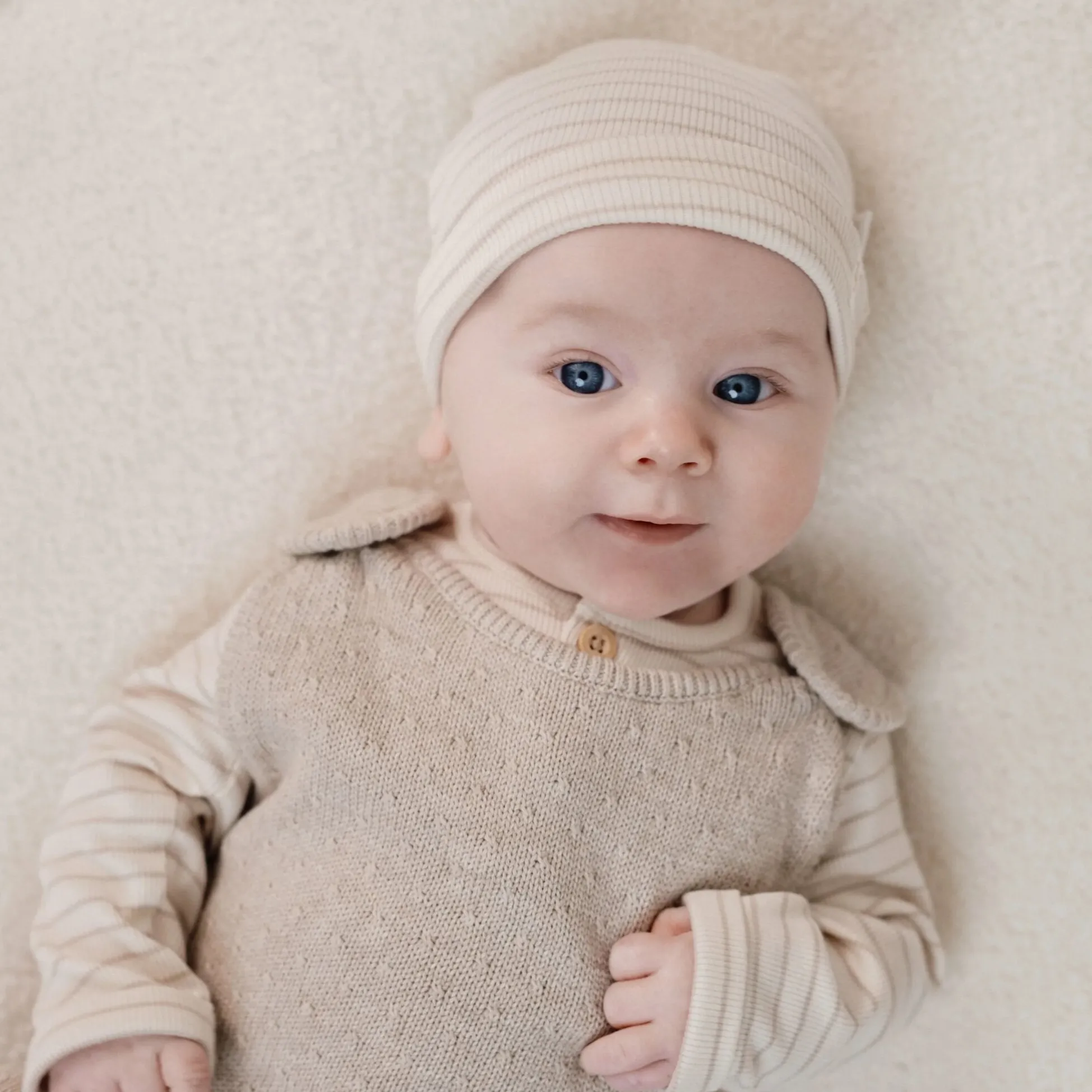 Rompersuit - Knitted - Beige - Newborn Naturals