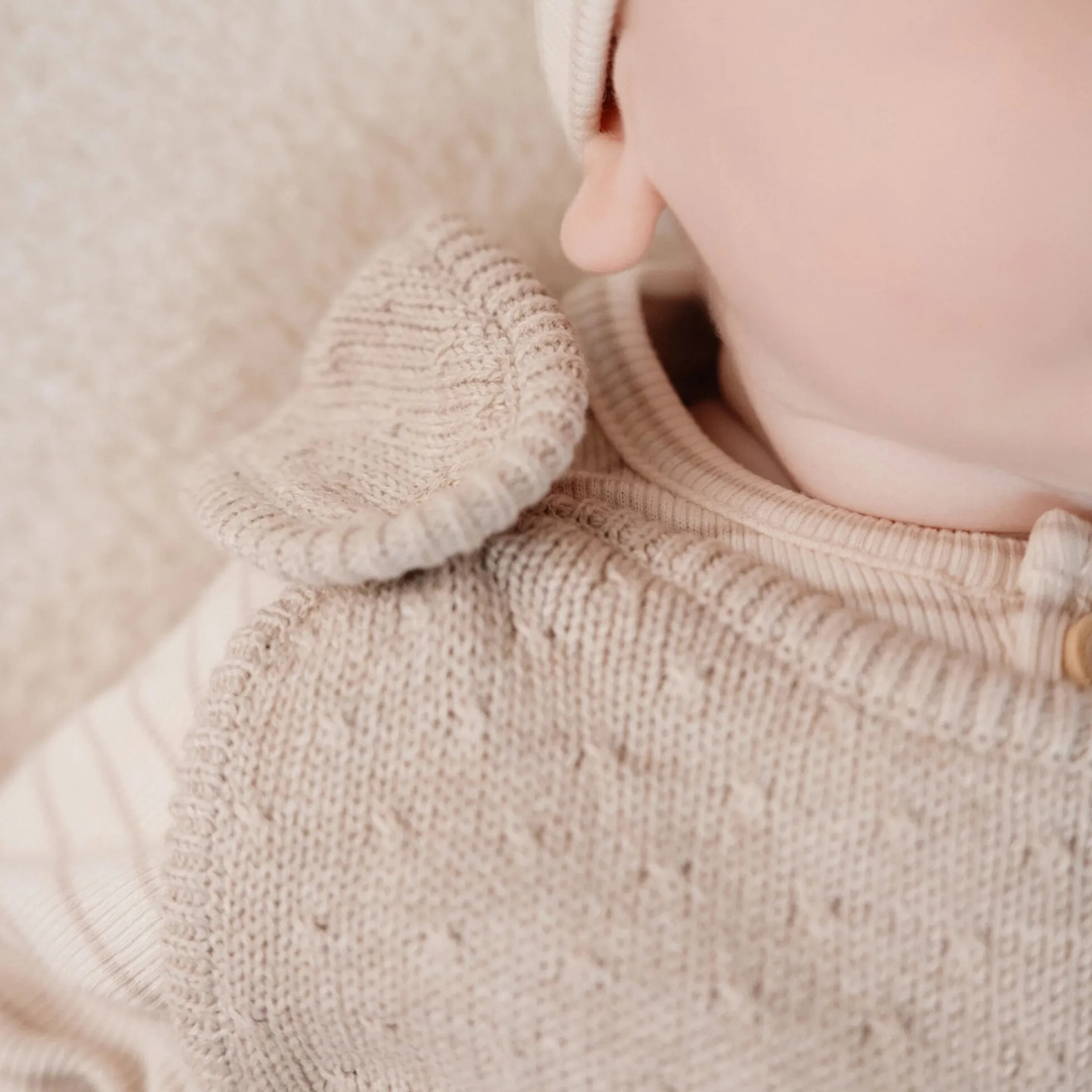 Rompersuit - Knitted - Beige - Newborn Naturals