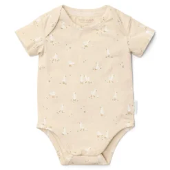 Short sleeve romper - Beige - Newborn Naturals - Little Goose