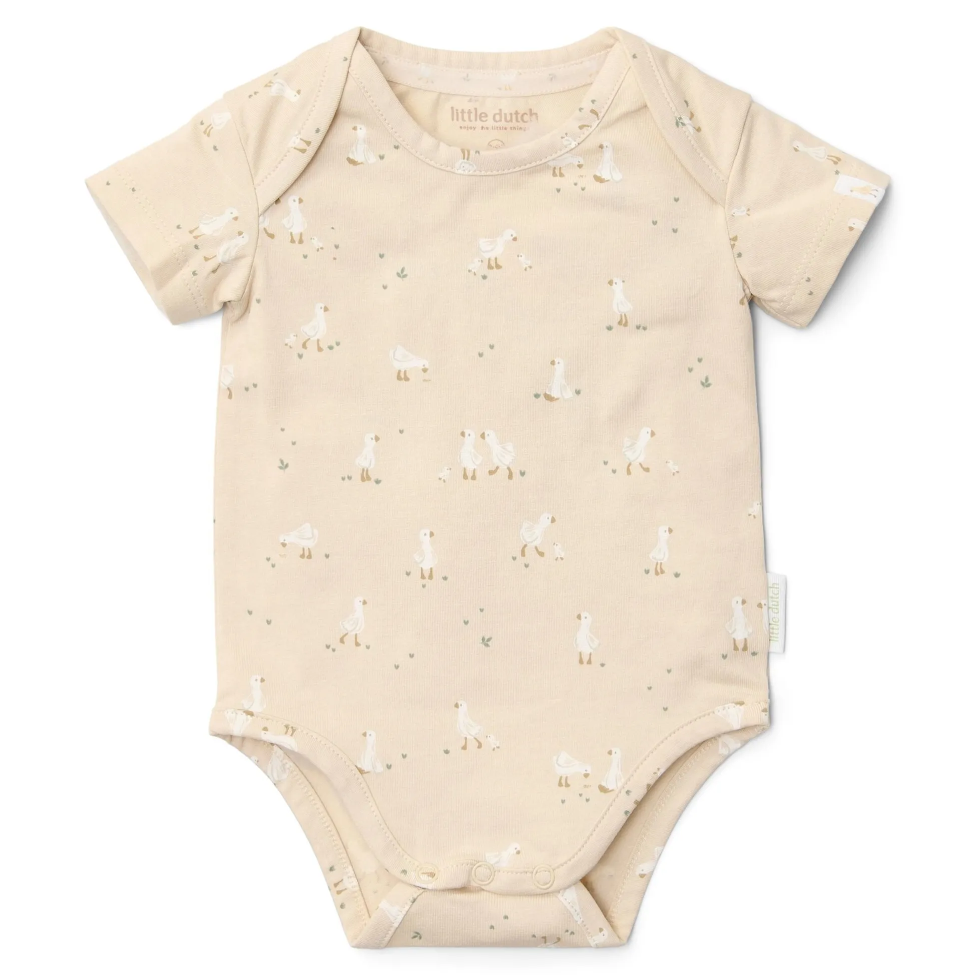Short sleeve romper - Beige - Newborn Naturals - Little Goose