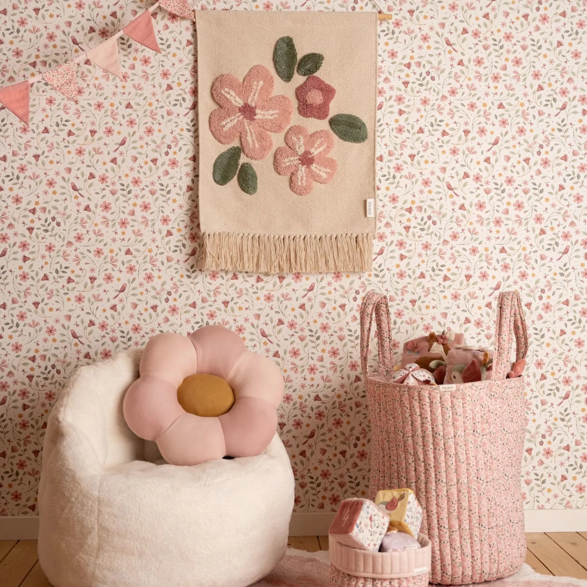 Storage basket XL - Pink - Fairy Floral
