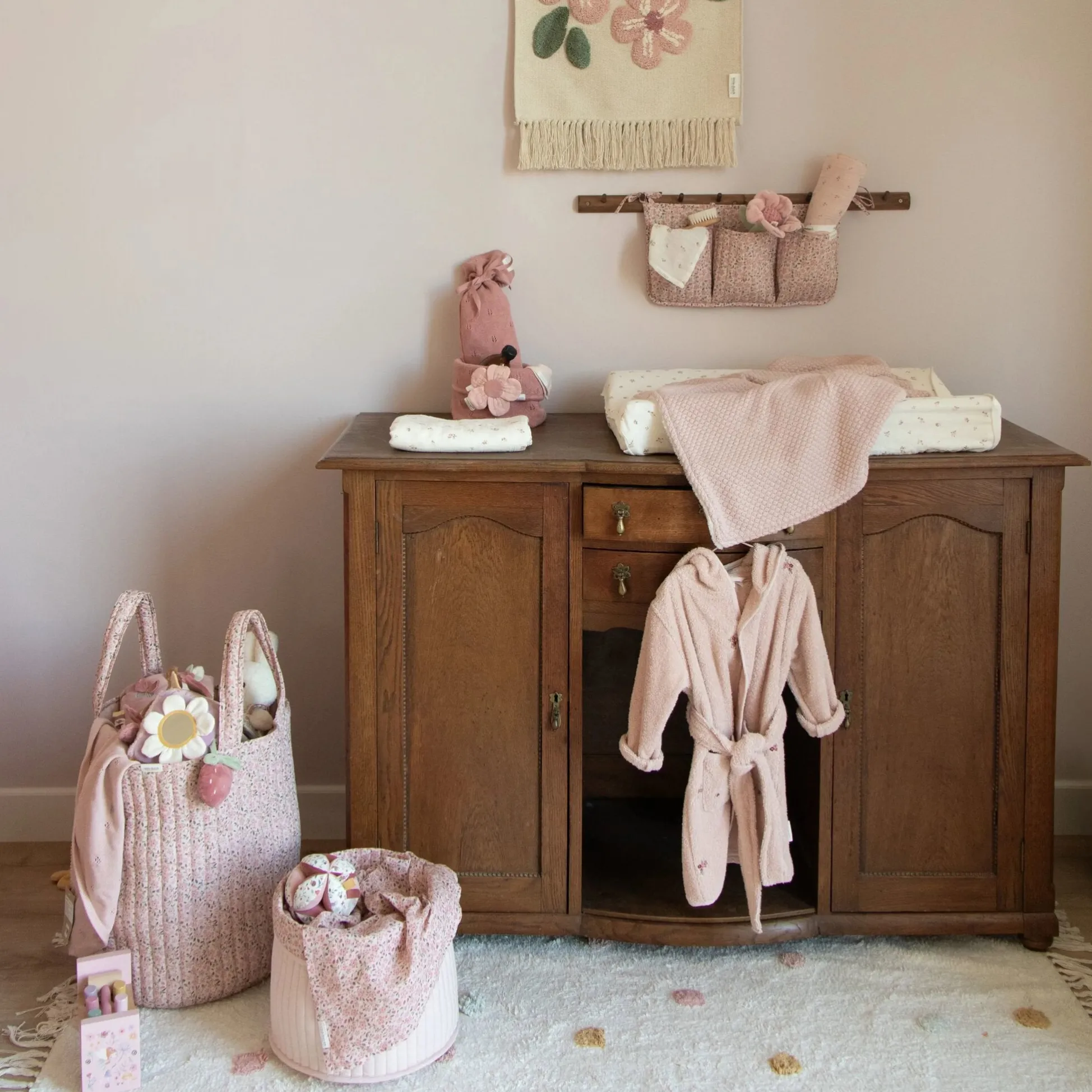 Storage basket XL - Pink - Fairy Floral
