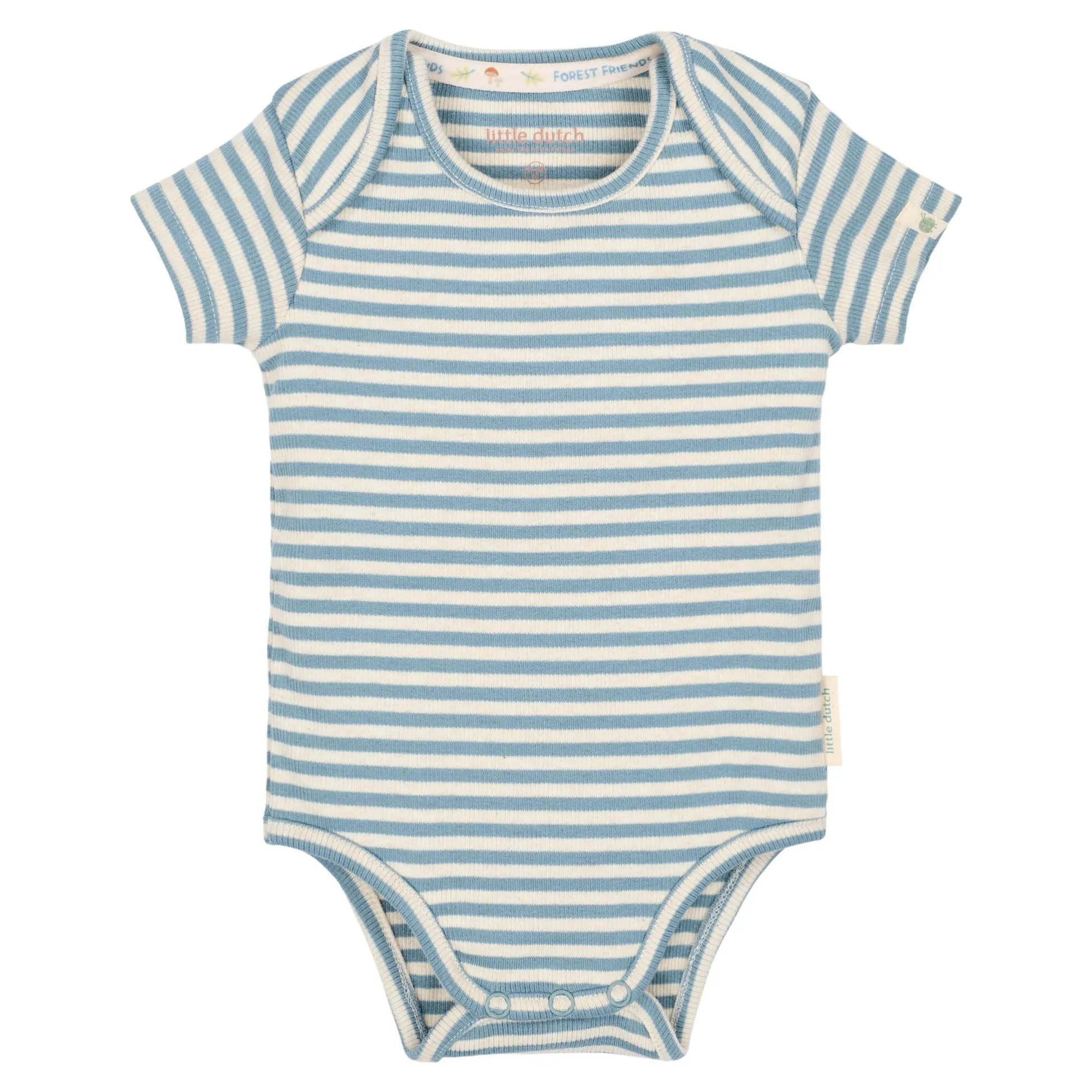 Striped short-sleeve romper - Blue