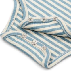 Striped short-sleeve romper - Blue