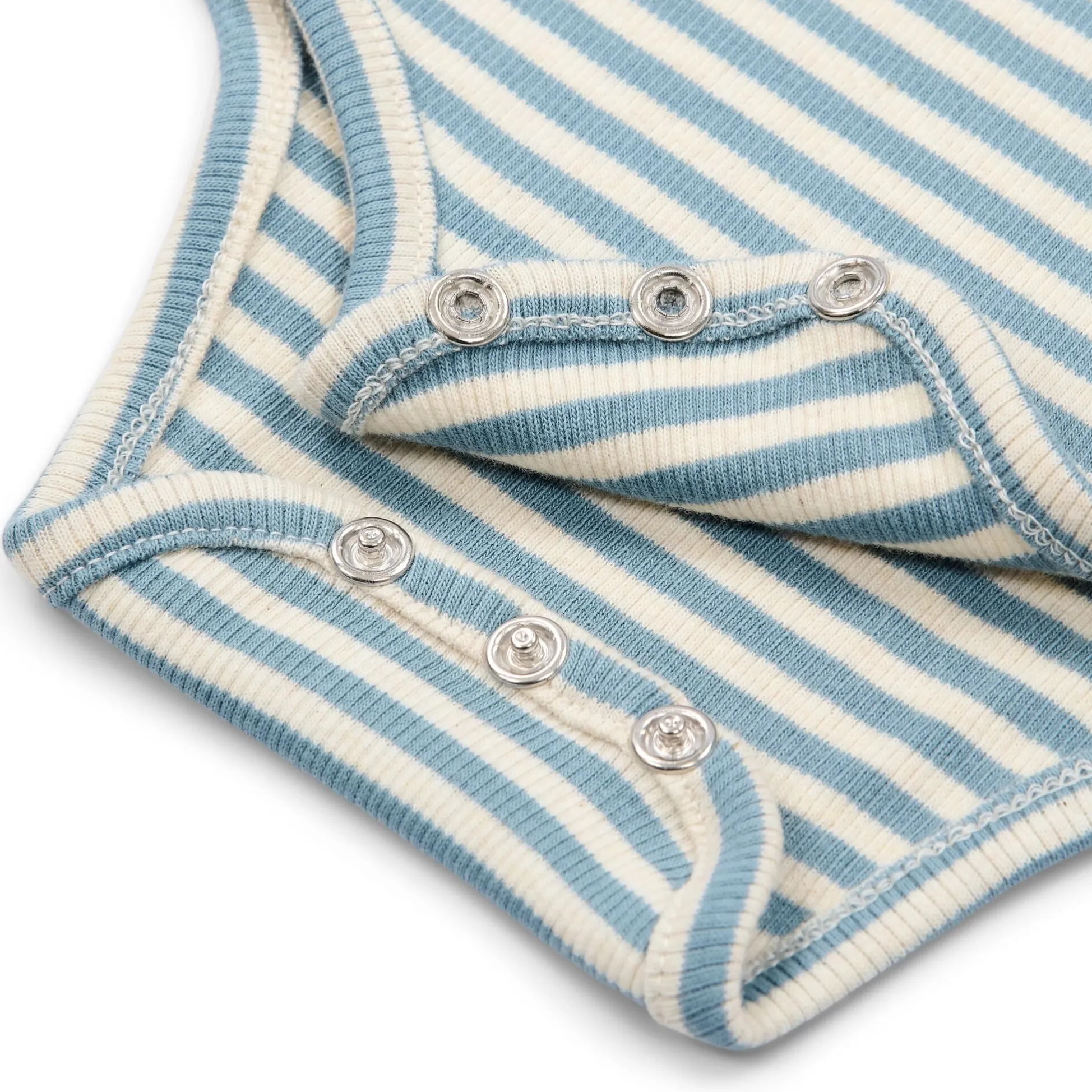 Striped short-sleeve romper - Blue