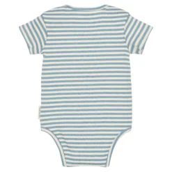 Striped short-sleeve romper - Blue