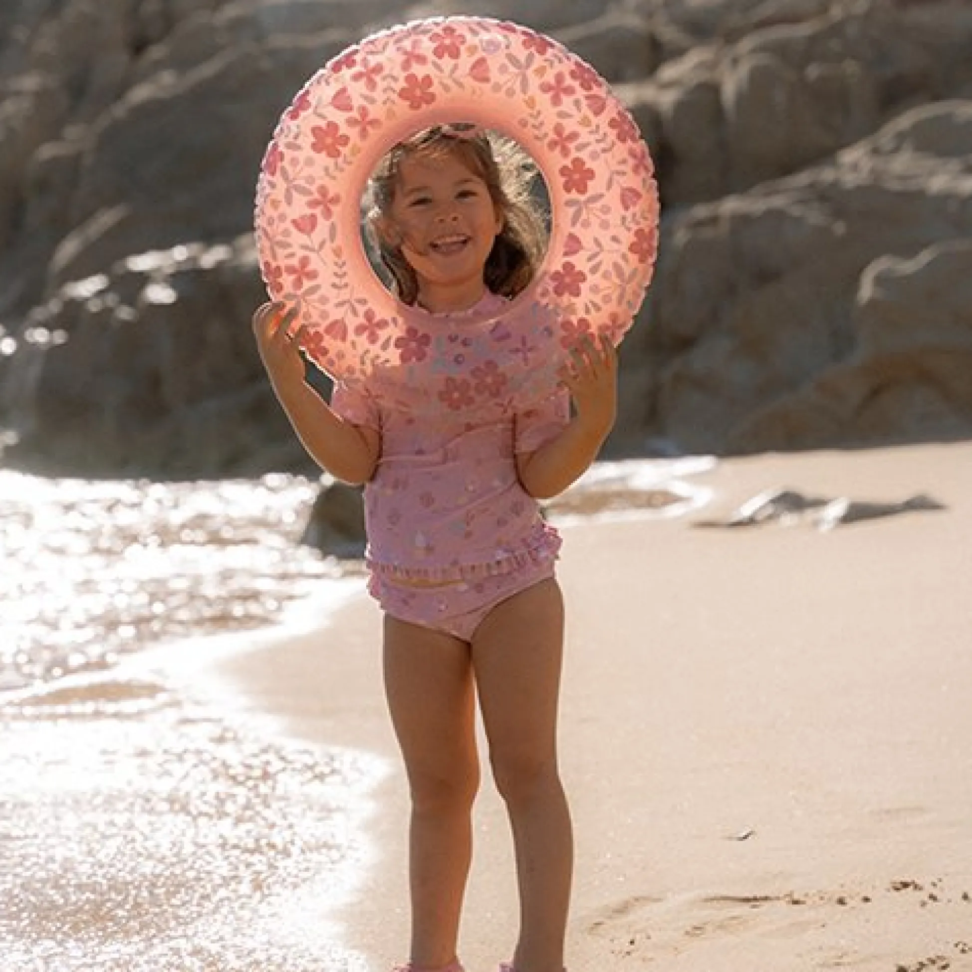 Swim Ring Pink Flowers 50 cm