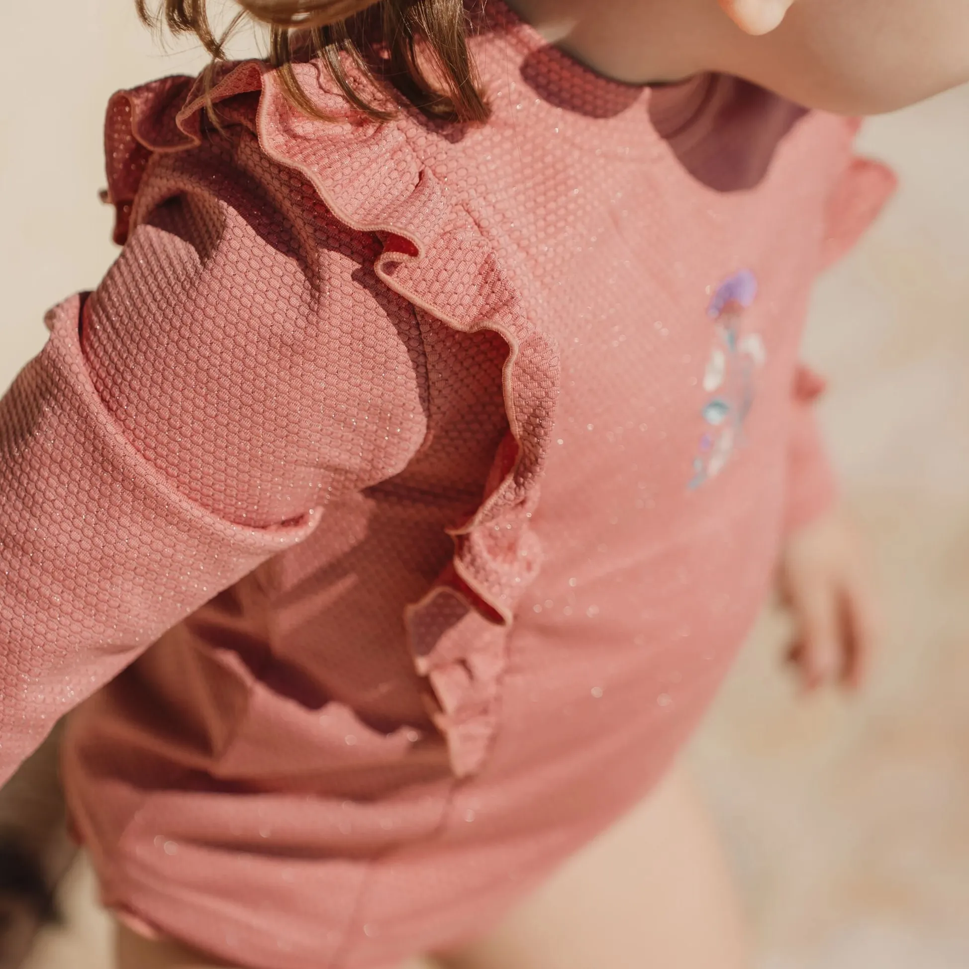 Swim shirt long sleeve - UPF 40 - Pink - Glitter