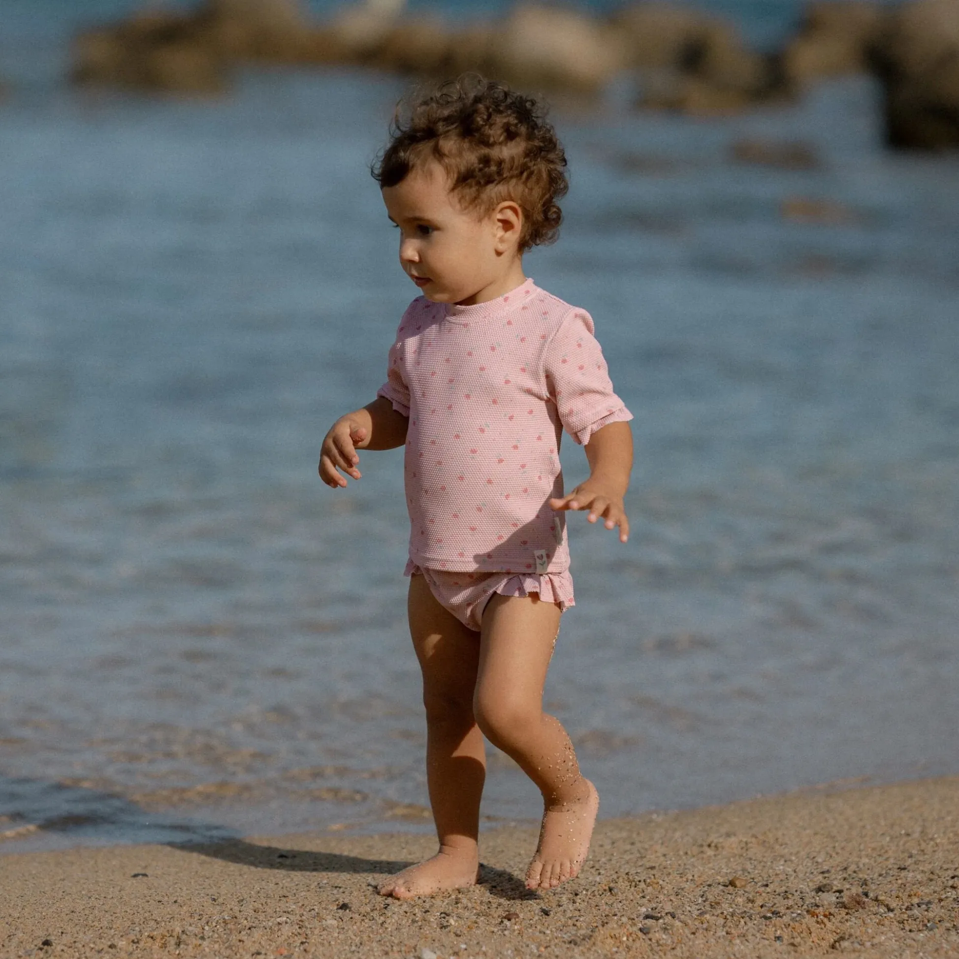 Swim shirt short sleeve - Light pink - Sunny Flowers