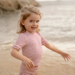 Swim shirt short sleeve - Light pink - Sunny Flowers