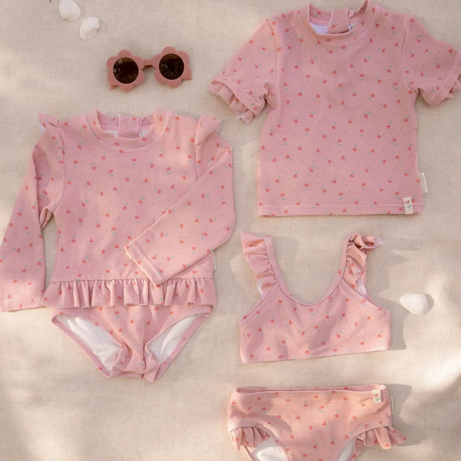 Swim shirt short sleeve - Light pink - Sunny Flowers