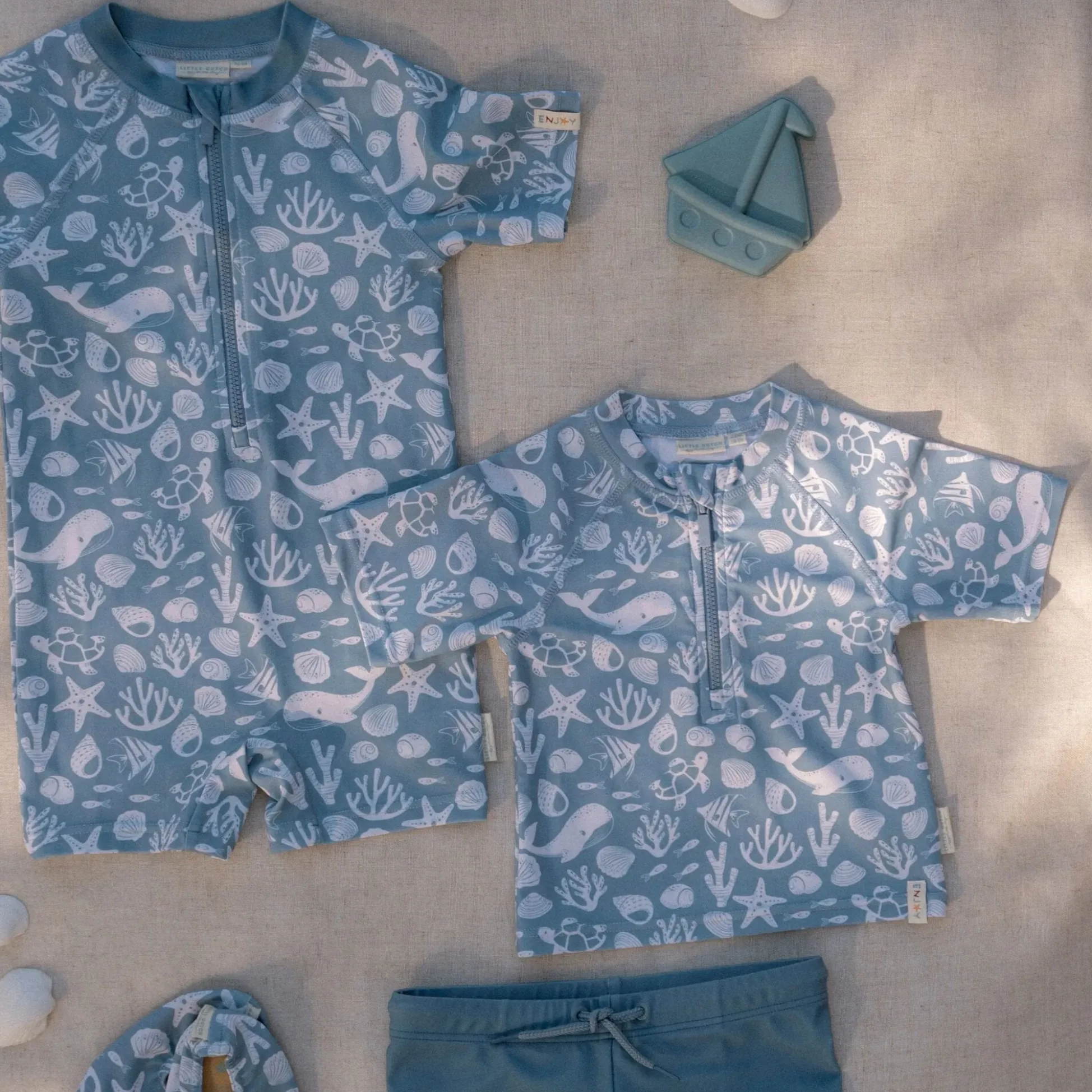 Swim shirt short sleeve - Light blue - Sea Life