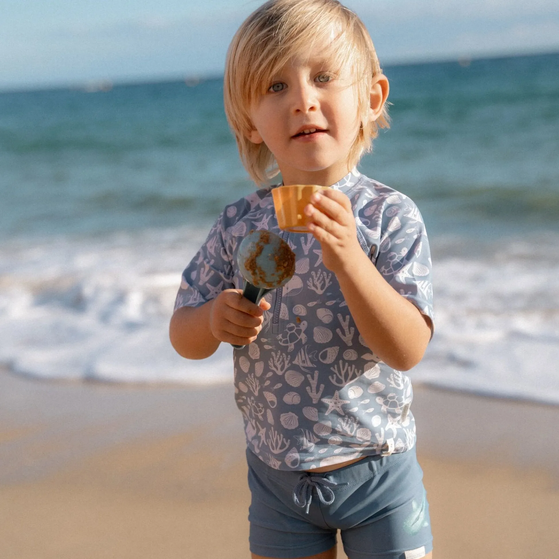 Swim shirt short sleeve - Light blue - Sea Life