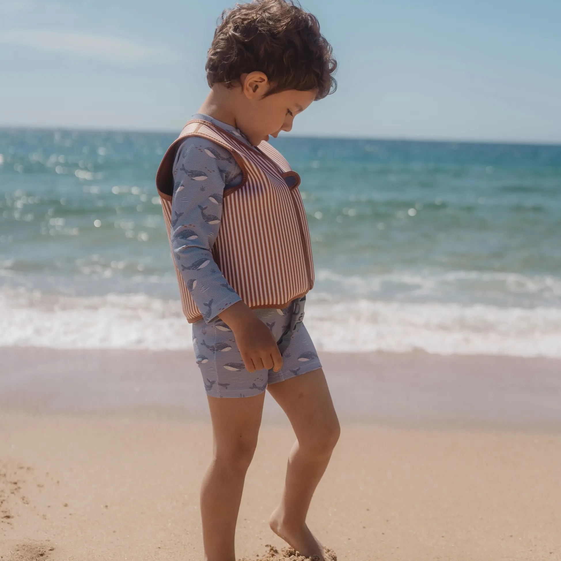 Swimsuit long sleeve - UPF 40 - Blue - Ocean Splash