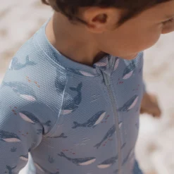 Swimsuit long sleeve - UPF 40 - Blue - Ocean Splash