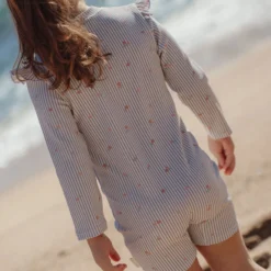 Swimsuit long sleeve - UPF 40 - Purple - Stripes
