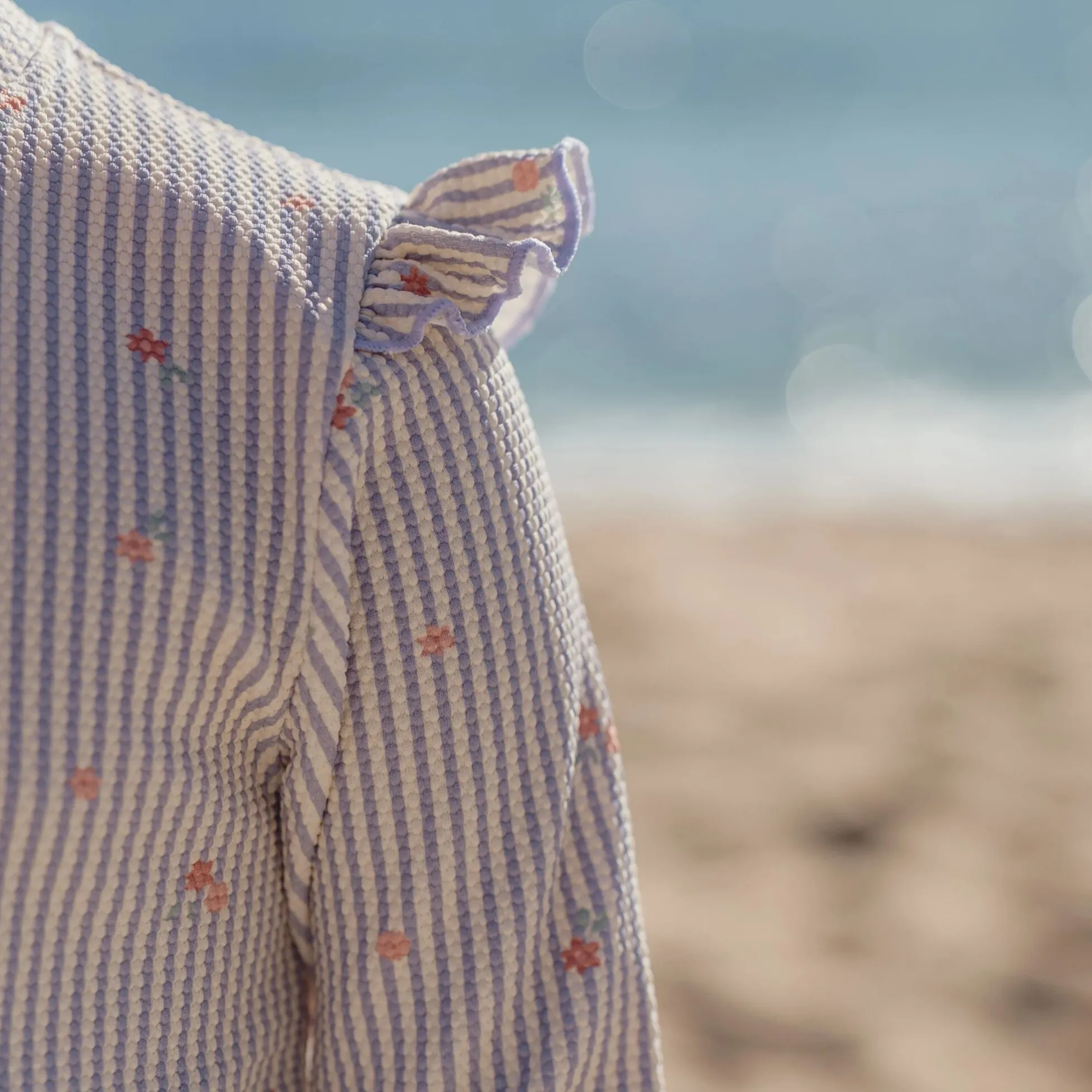 Swimsuit long sleeve - UPF 40 - Purple - Stripes