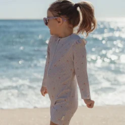Swimsuit long sleeve - UPF 40 - Purple - Stripes