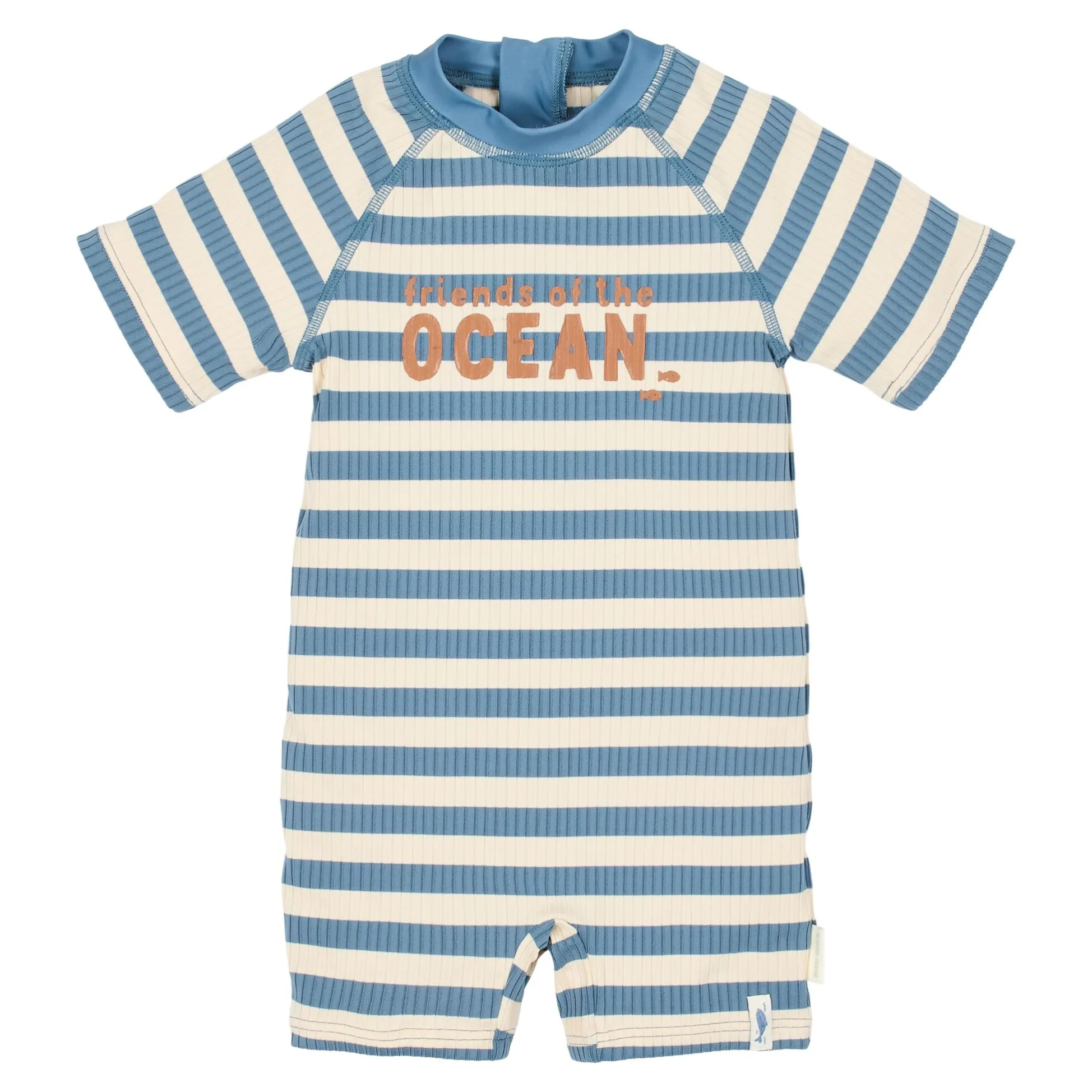Swimsuit short sleeve - Blue - Ocean Blue Stripes