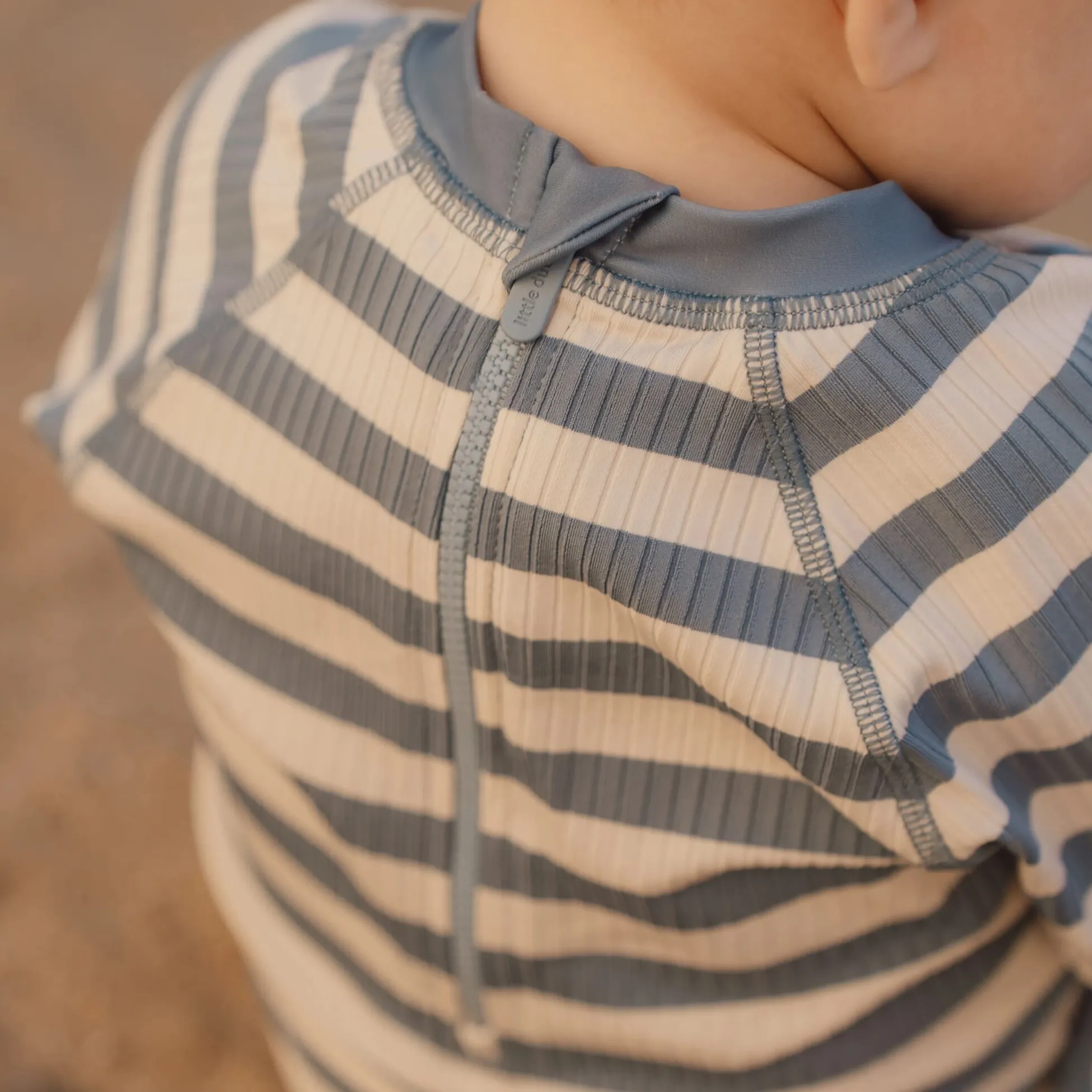 Swimsuit short sleeve - Blue - Ocean Blue Stripes