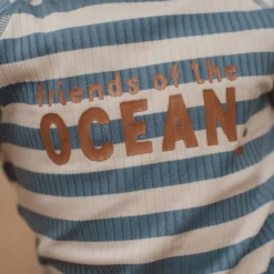 Swimsuit short sleeve - Blue - Ocean Blue Stripes