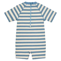 Swimsuit short sleeve - Blue - Ocean Blue Stripes