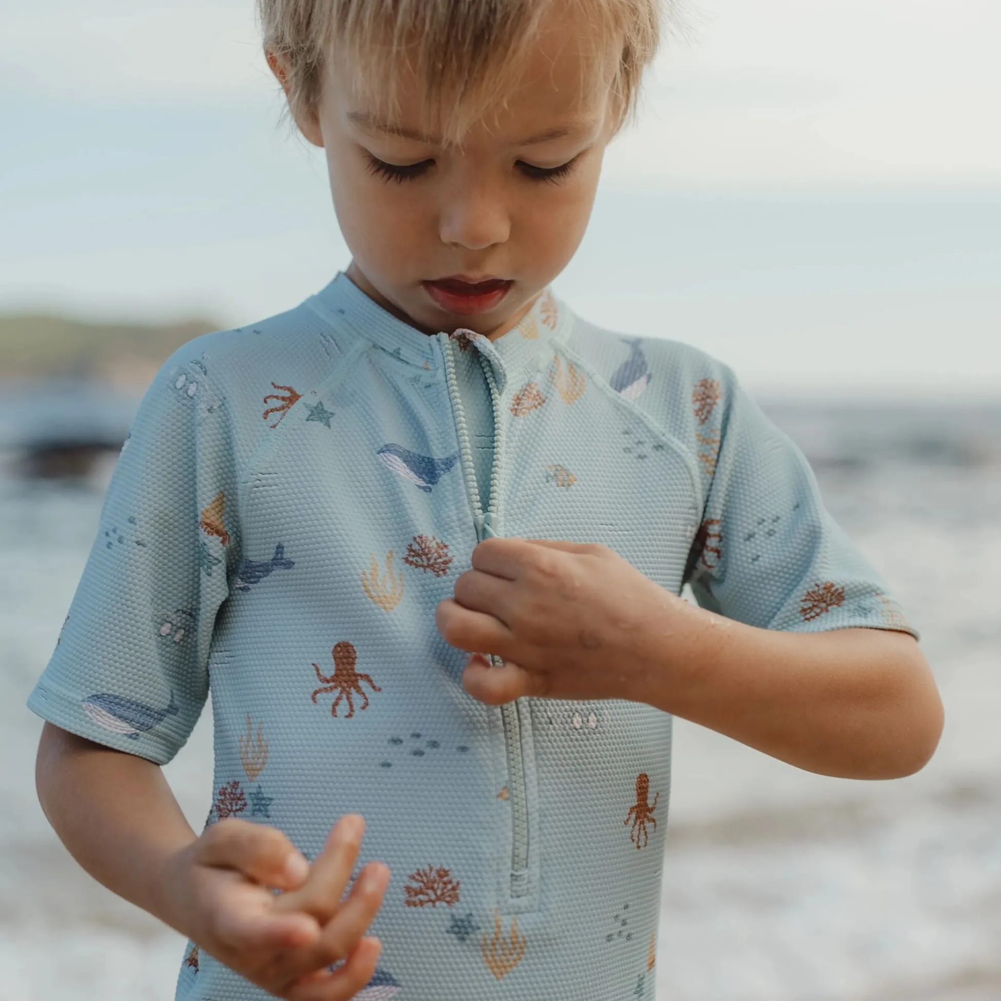 Swimsuit short sleeve - Green - Ocean Friends