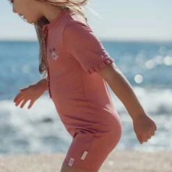 Swimsuit short sleeve - Pink - Glitter