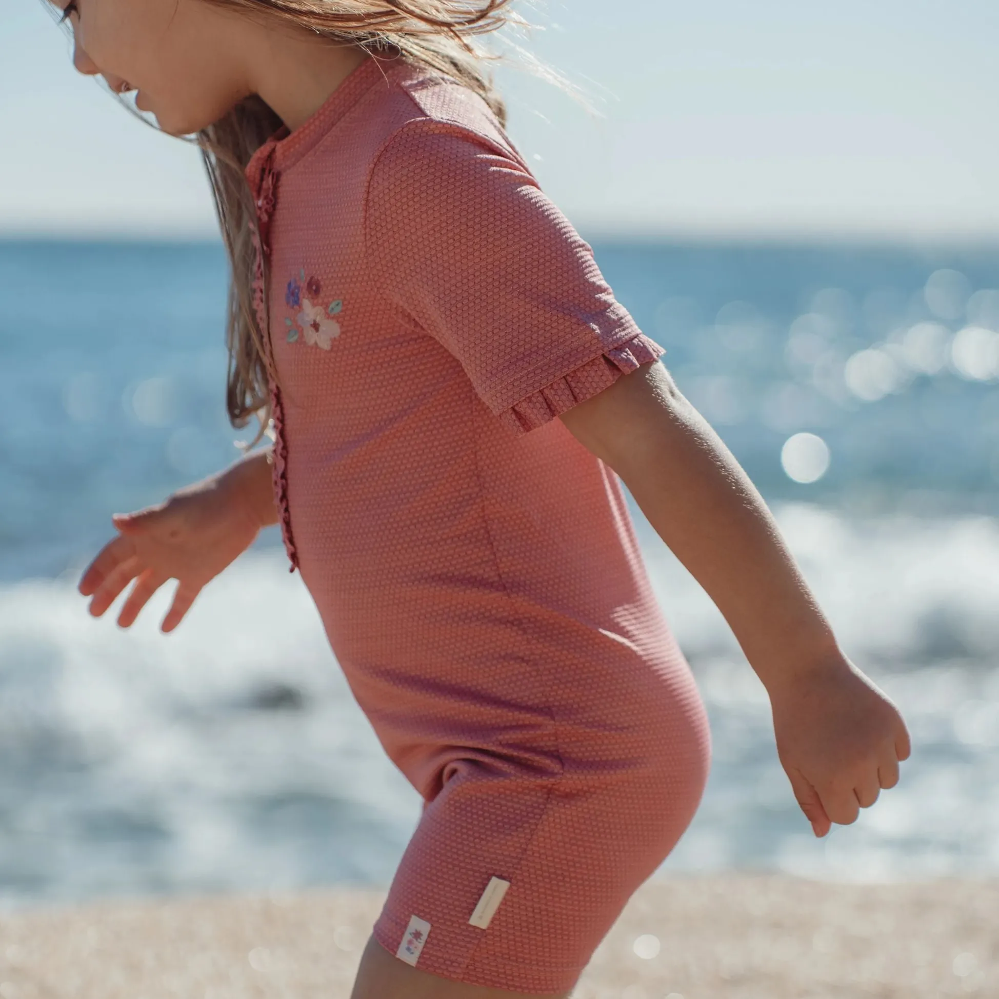Swimsuit short sleeve - Pink - Glitter