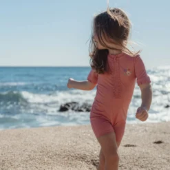 Swimsuit short sleeve - Pink - Glitter