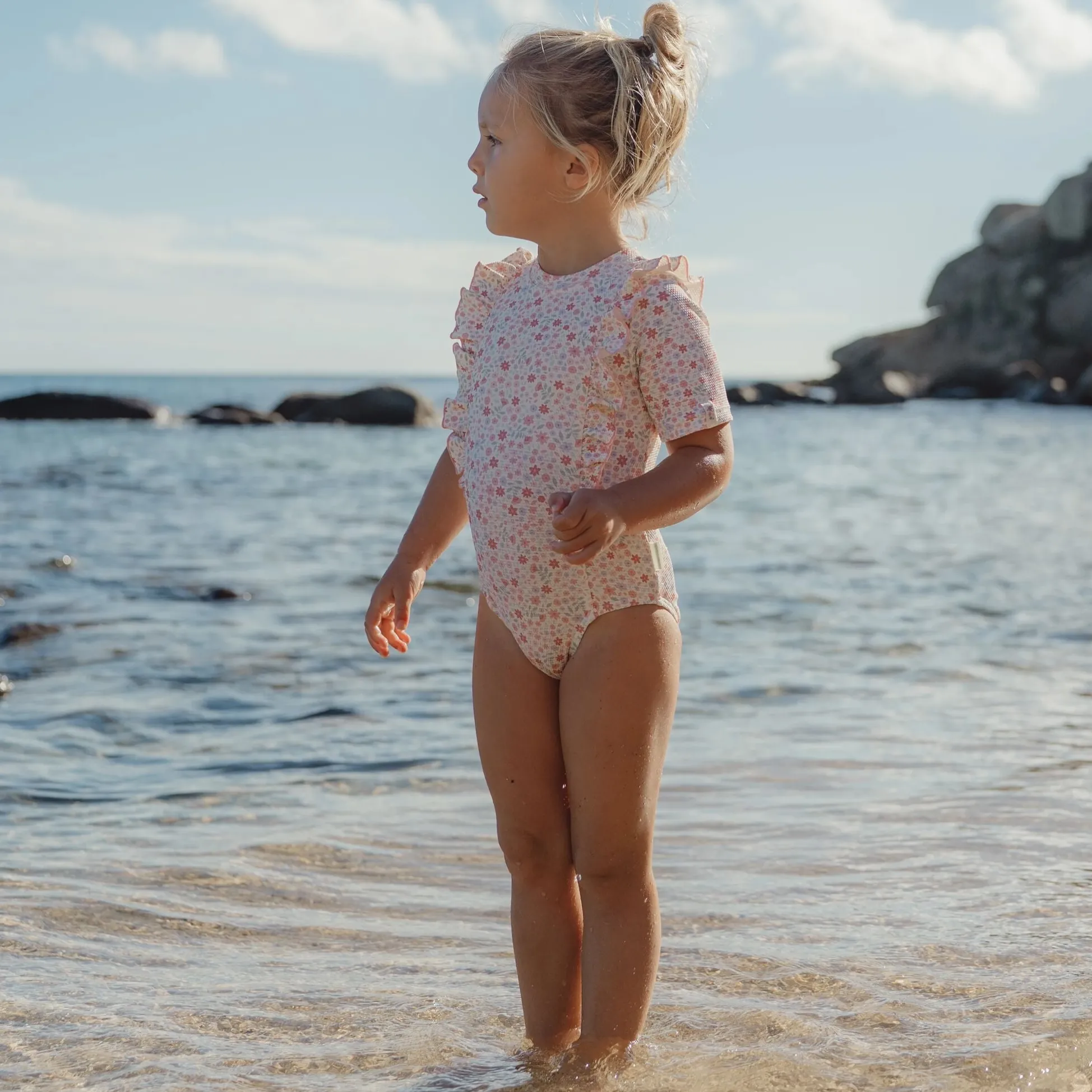 Swimsuit short sleeves - Floral print
