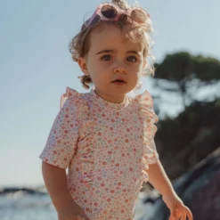 Swimsuit short sleeves - Floral print