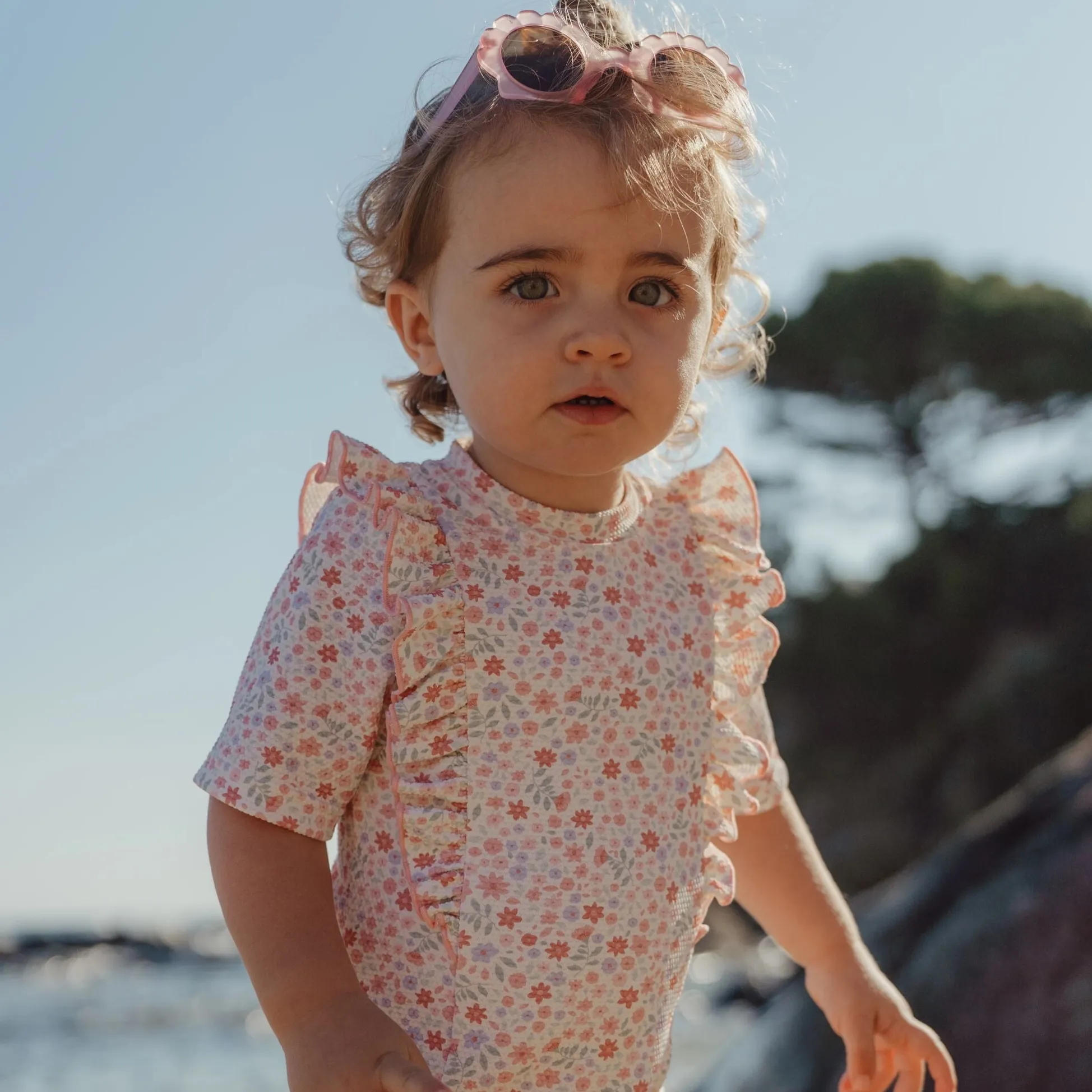 Swimsuit short sleeves - Floral print