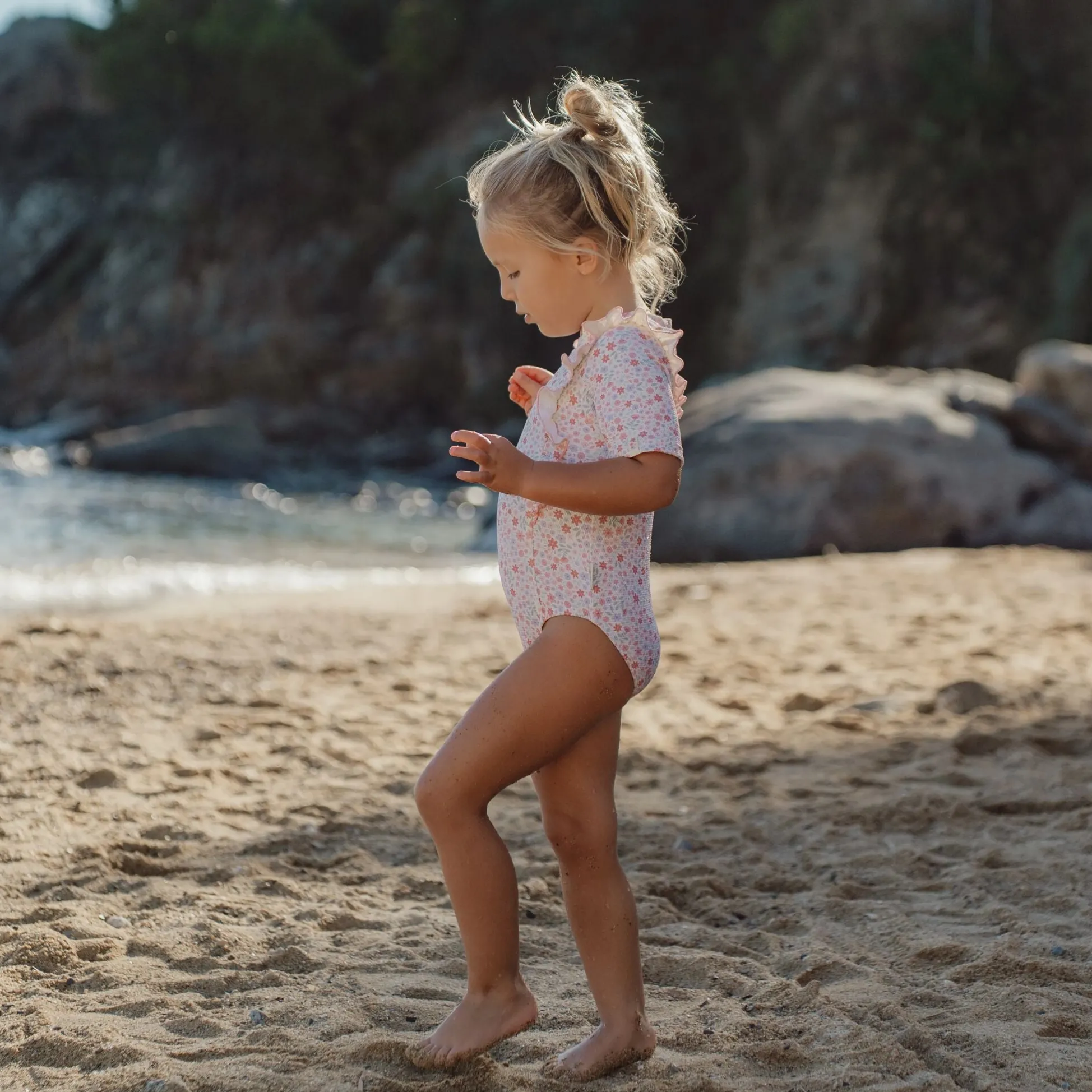 Swimsuit short sleeves - Floral print