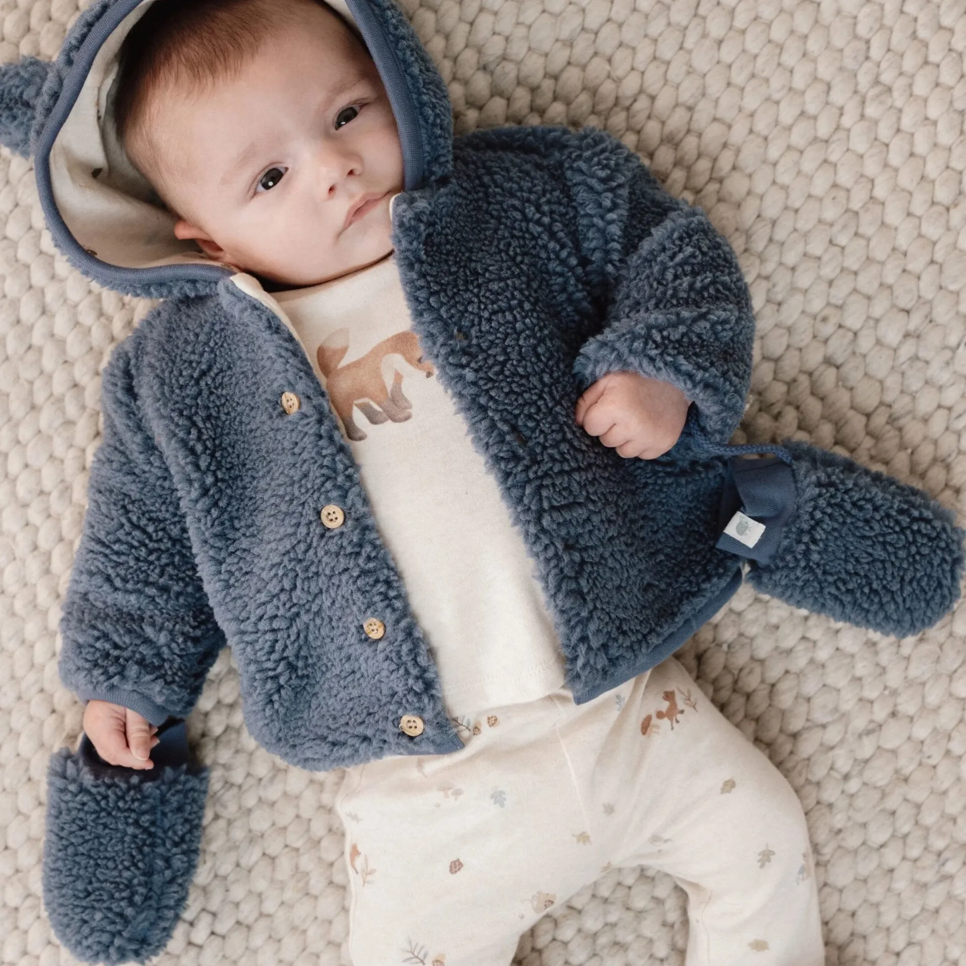 Teddy mittens - Blue - Newborn Naturals