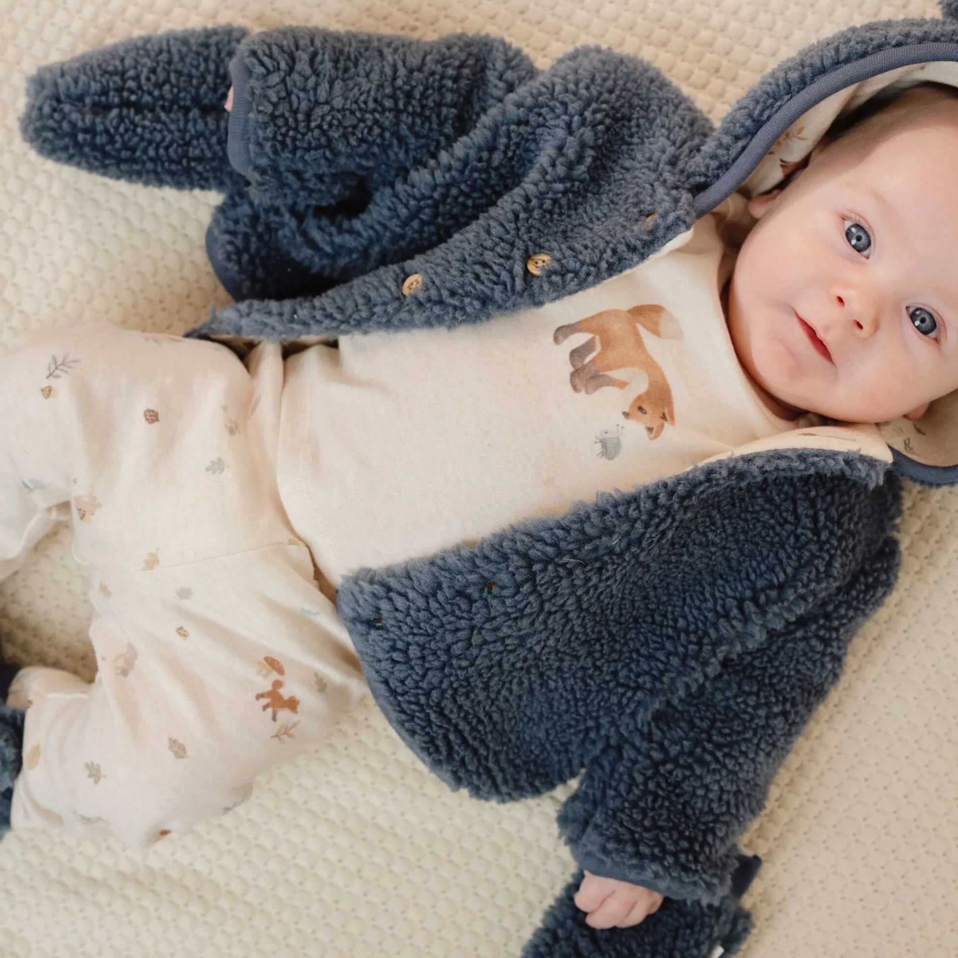 Teddy mittens - Blue - Newborn Naturals