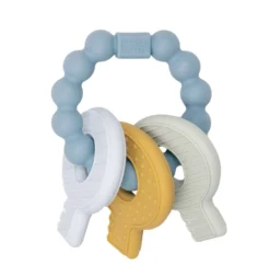 Teething toy keychain blue