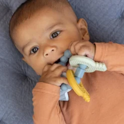 Teething toy keychain blue