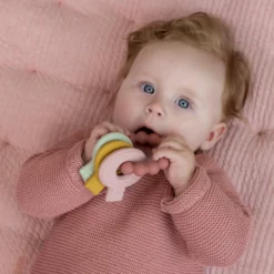 Teething toy keychain pink