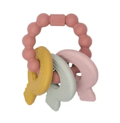 Teething toy keychain pink