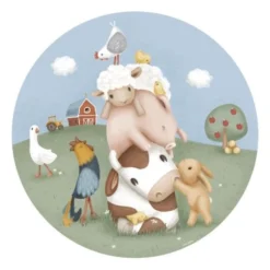 Wallpaper circle - Multicolored - Little Farm