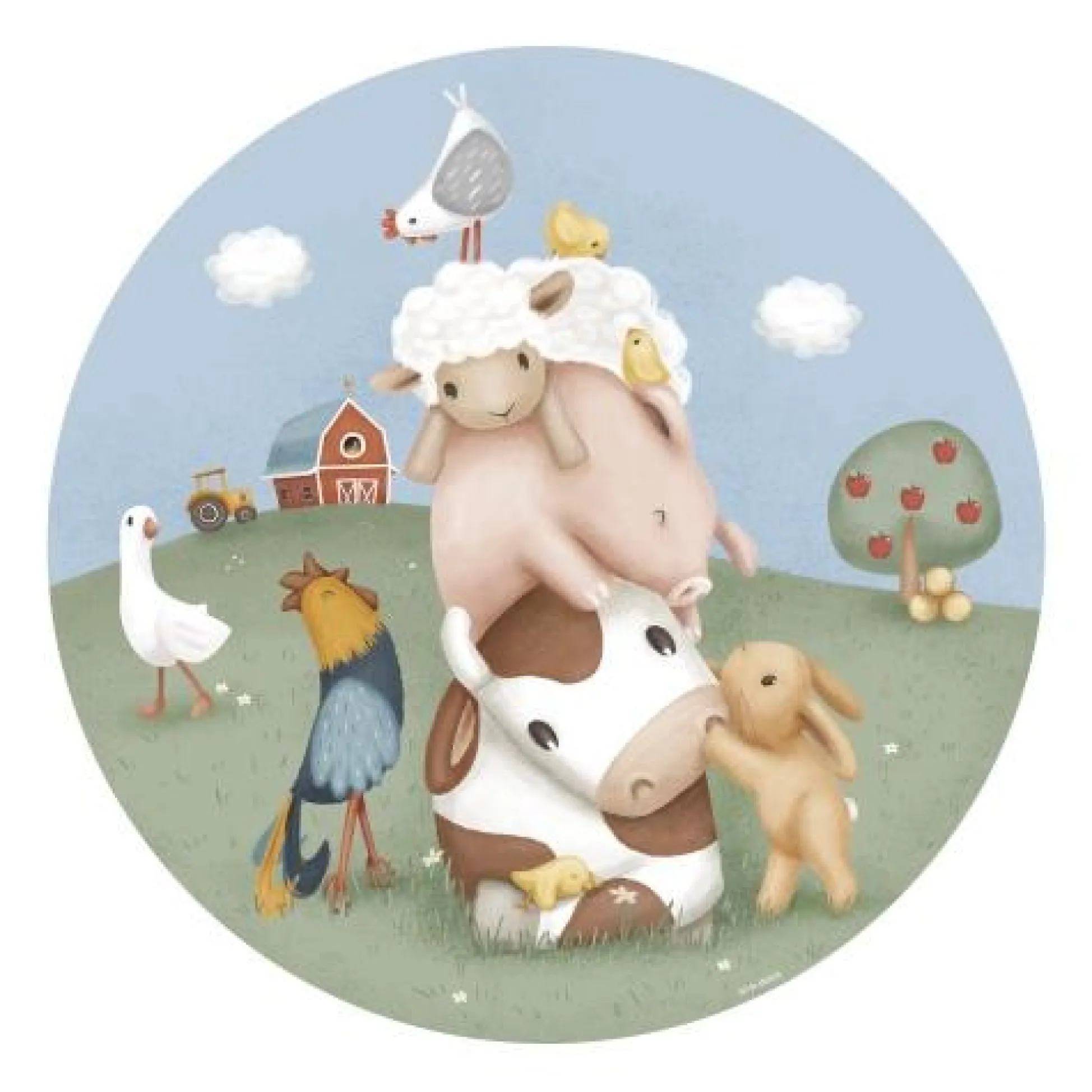 Wallpaper circle - Multicolored - Little Farm