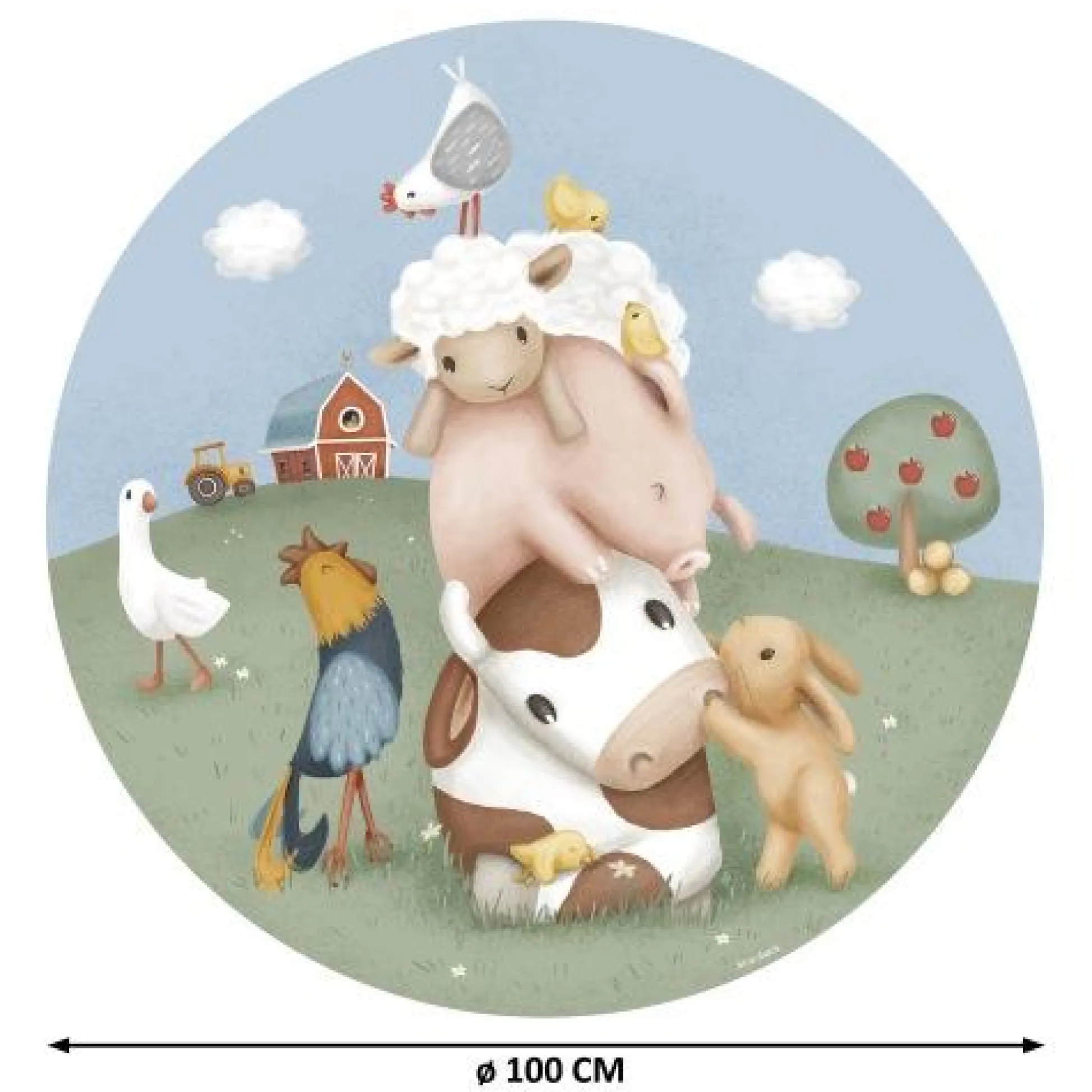 Wallpaper circle - Multicolored - Little Farm