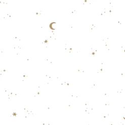Wallpaper sample non-woven wallpaper – White – Newborn Naturals – Moon & Stars