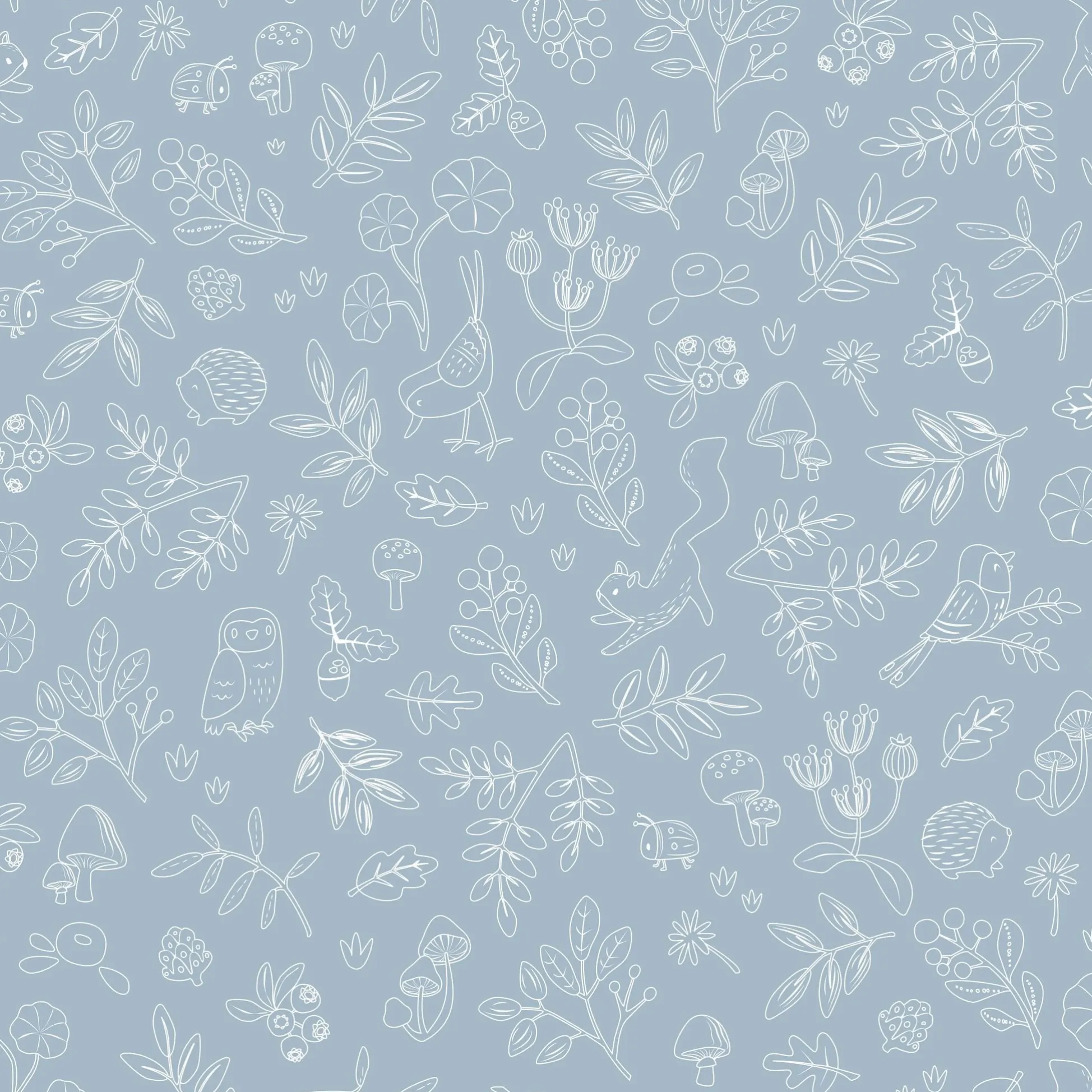 Wallpaper sample non-woven wallpaper – Blue – Forest Friends – Forest Wonder