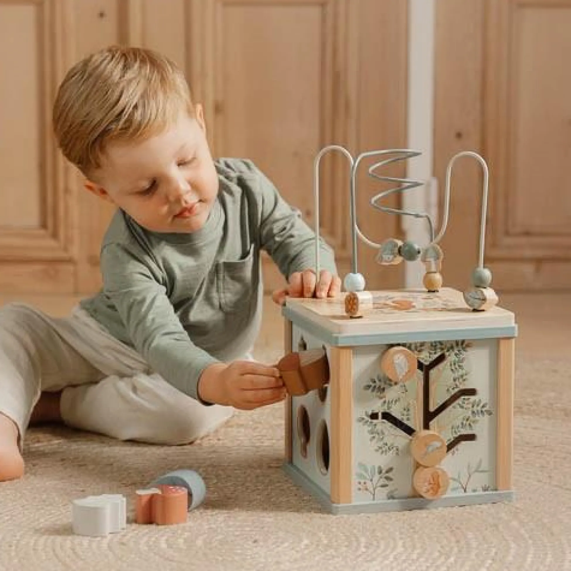 Wooden activity cube - Blue - Forest Friends