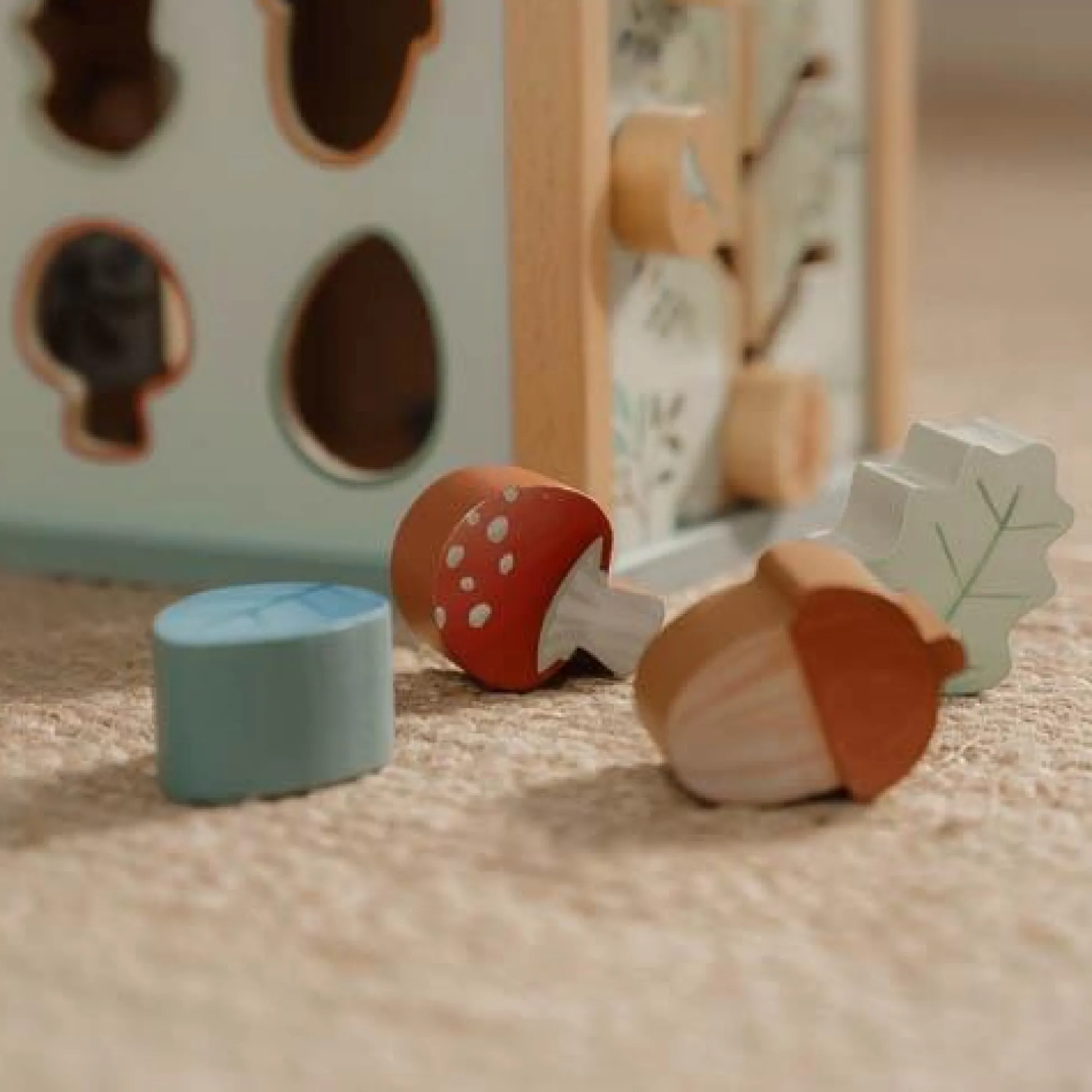 Wooden activity cube - Blue - Forest Friends