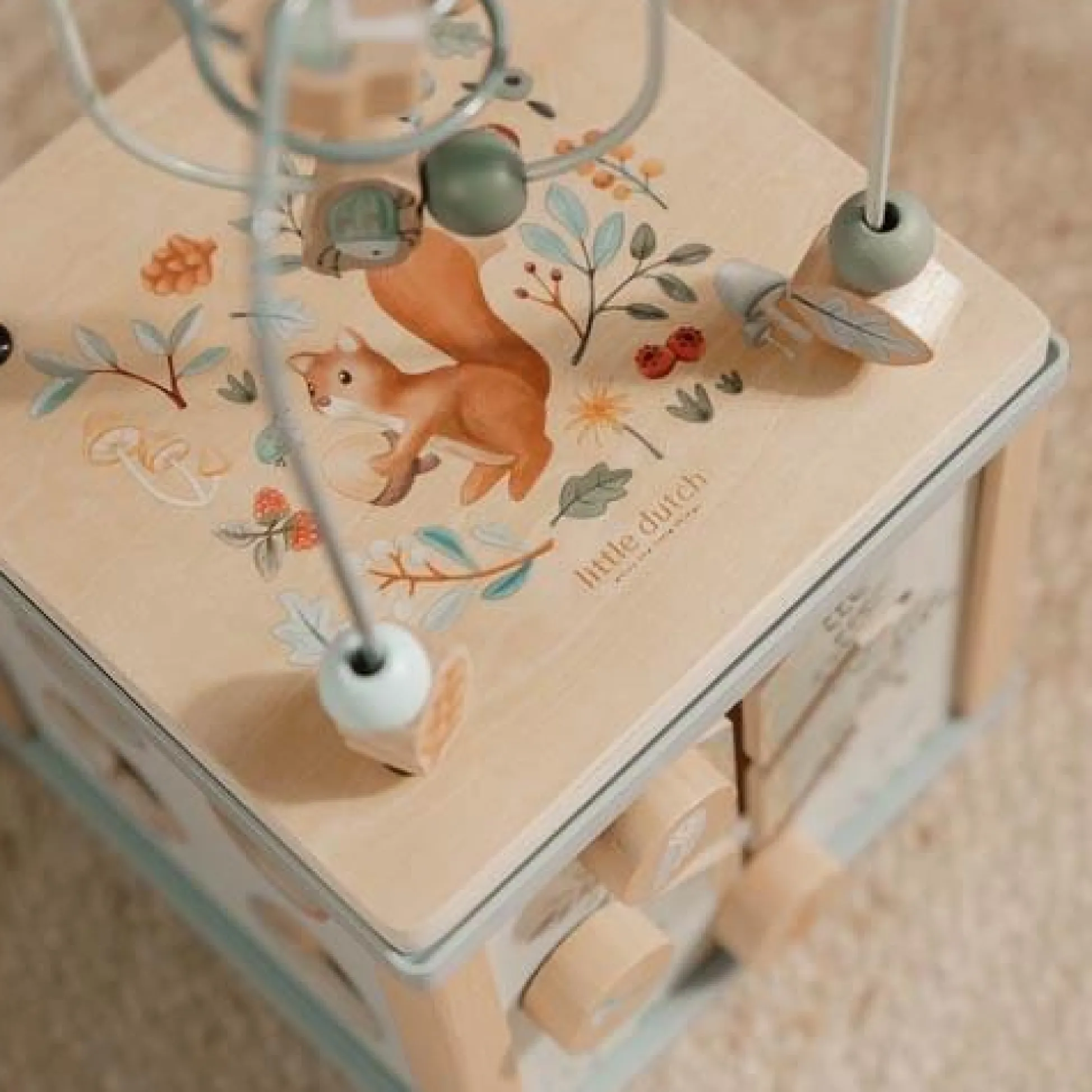 Wooden activity cube - Blue - Forest Friends